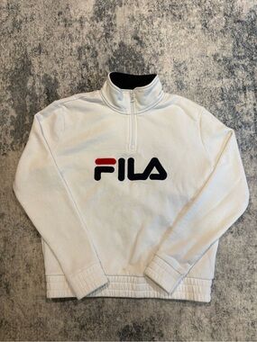 Fila White Half-Zip Pullover with Red & Navy Logo